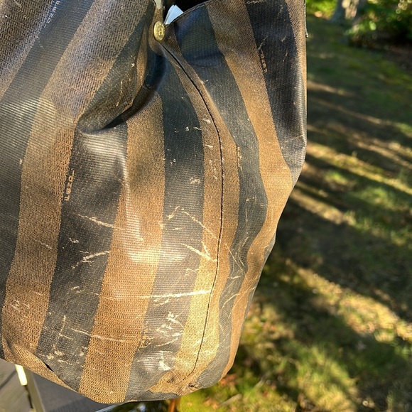 Fendi Pequin Brown and Black Striped Tote Bag Handbag with marks - Picture 5 of 15